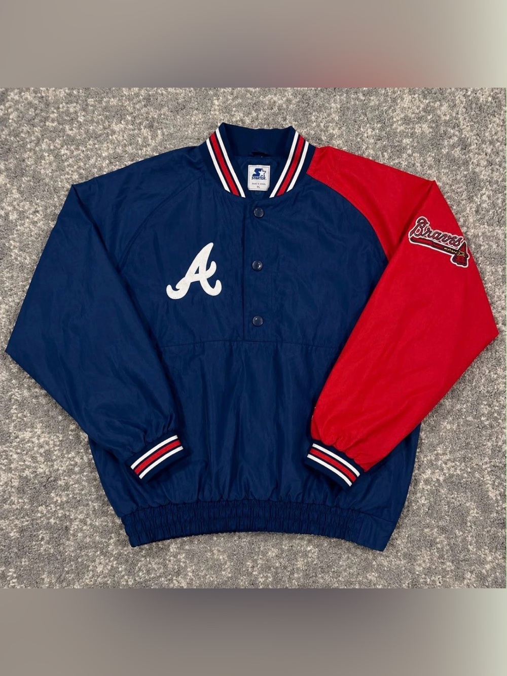 Vintage Atlanta Brave Starter Windbreaker Quarter Button Jacket